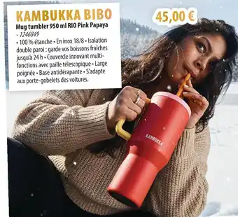 Cuisine Plaisir KAMBUKKA Mug tumbler 950 ml RIO Pink Papaya offre
