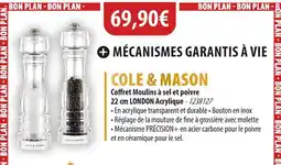 Cuisine Plaisir COLE & MASON Coffret Moulins à sel et poivre 22 cm LONDON Acrylique offre