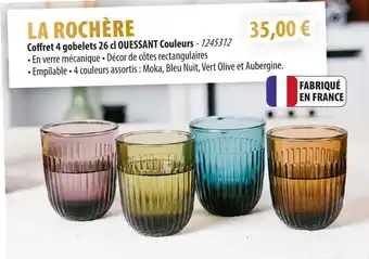 Cuisine Plaisir LA ROCHÈRE Coffret 4 gobelets 26 cl OUESSANT Couleurs offre