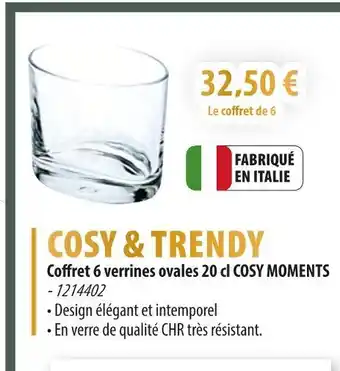 Cuisine Plaisir COSY & TRENDY Coffret 6 verrines ovales 20 cl cosy moments offre