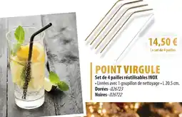 Cuisine Plaisir POINT VIRGULE Set de 4 pailles réutilisables inox offre