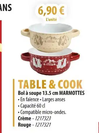 Cuisine Plaisir TABLE & COOK Bol à soupe 13.5 cm marmottes offre