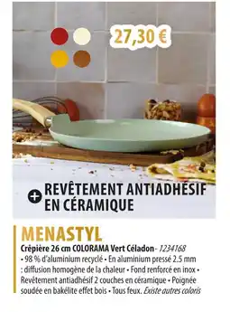 Cuisine Plaisir MENASTYL Crêpière 26 cm colorama vert céladon offre