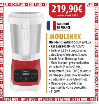 Cuisine Plaisir MOULINEX Blender chauffant SOUP & PLUS offre