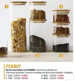 Cuisine Plaisir PEBBLY Pot de conservation carré BAMBOU offre