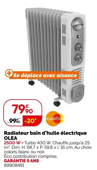Weldom EQUATION Radiateur bain d’huile électrique olea offre
