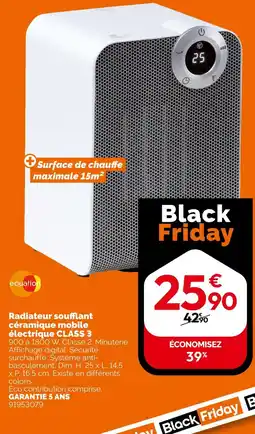 Weldom EQUATION Radiateur soufflant céramique mobile électrique class 3 offre