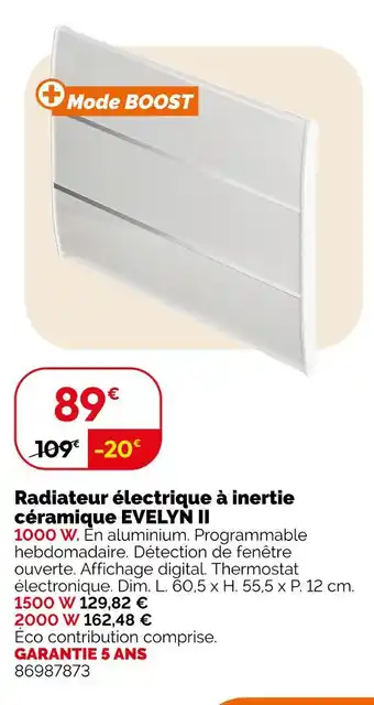 Weldom EVELYN II Radiateur électrique à inertie céramique offre