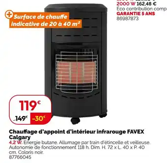 Weldom FAVEX Chauffage d'appoint d'intérieur infrarouge Calgary offre
