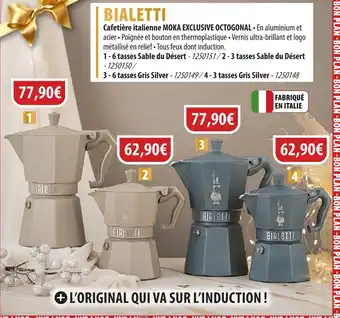 Cuisine Plaisir BIALETTI Cafetière italienne Moka Exclusive Octogonal Sable du Désert 6 tasses offre