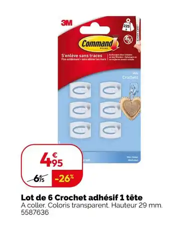 Weldom 3M Lot de 6 crochet adhésif 1 tête offre