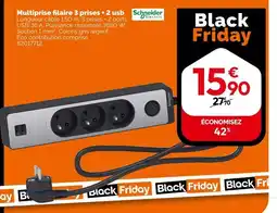 Weldom SCHNEIDER ELECTRIC Multiprise flaire 3 prises + 2 usb offre