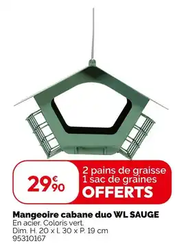 Weldom Mangeoire cabane duo wl sauge offre