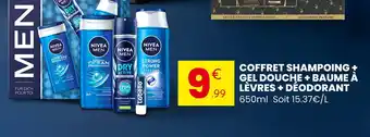 Stokomani NIVEA MEN Coffret Shampoing + Gel Douche + Baume à Lèvres + Déodorant offre