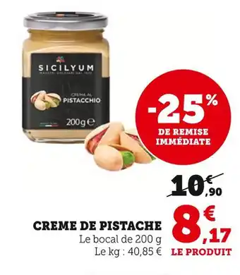 Super U Sicilyum Crème de Pistache offre