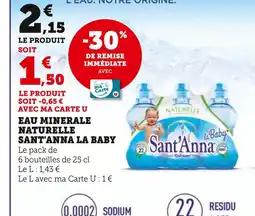 Super U Sant'Anna Eau Minérale Naturelle La Baby offre