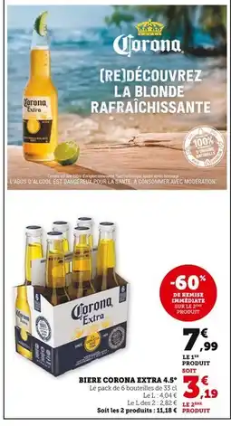 Super U Corona Bière Extra 4.5° offre