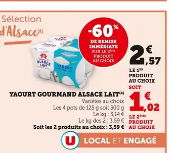 Super U Alsace Lait Yaourt Gourmand offre