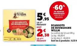 Super U WILLM Escargots de Bourgogne offre