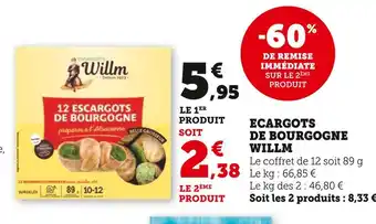Super U WILLM Escargots de Bourgogne offre