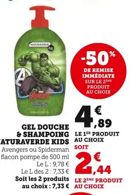 Super U Naturaverde Kids Gel Douche & Shampooing Avengers offre