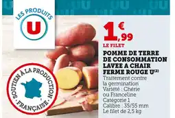 Super U U Pomme de terre de consommation lavée à chair ferme rouge offre