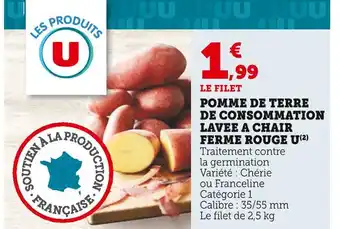 Super U U Pomme de terre de consommation lavée à chair ferme rouge offre