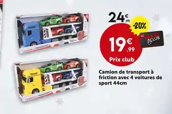 Maxi Bazar Camion de transport à friction avec 4 voitures de sport offre