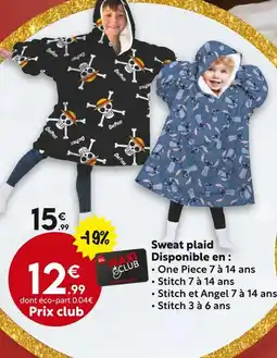 Maxi Bazar One Piece / Disney Sweat plaid offre