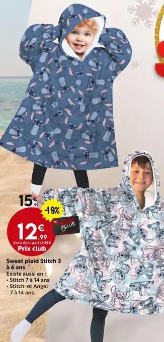 Maxi Bazar Disney Sweat plaid Stitch 3 à 6 ans offre