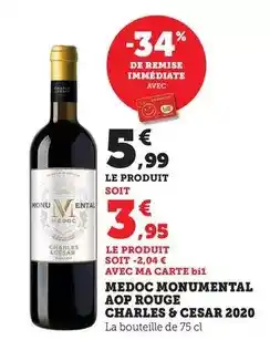 Bi1 Cesar - medoc monumental aop rouge 2020 offre