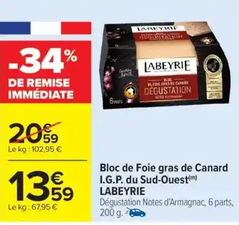 Carrefour Market Bloc de foie gras de canard i.g.p. du sud-ouest labeyrie offre