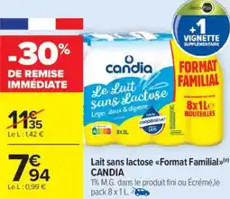 Carrefour Market Lait sans lactose format familial candia offre