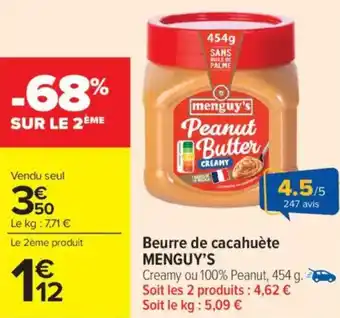 Carrefour Market Beurre de cacahuète menguy's offre