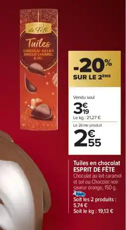 Carrefour Market Tuiles en chocolat esprit de fête offre