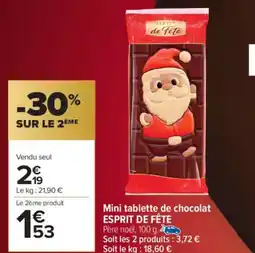 Carrefour Market Mini tablette de chocolat esprit de fête offre