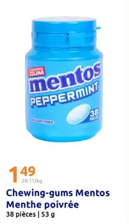 Action Chewing-gums mentos menthe poivrée offre