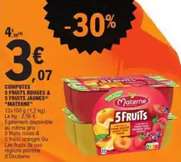 E.Leclerc Express Compotes 5 fruits rouges & 5 fruits jaunes materne offre
