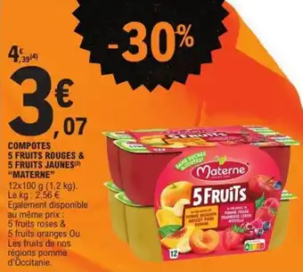 E.Leclerc Express Compotes 5 fruits rouges & 5 fruits jaunes materne offre