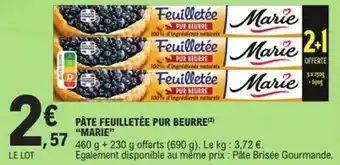 E.Leclerc Express Pâte feuilletée pur beurre marie offre