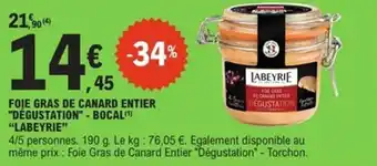 E.Leclerc Express Foie gras de canard entier dégustation bocal labeyrie offre