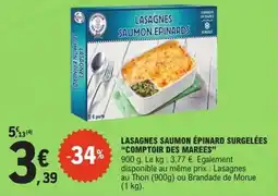 E.Leclerc Express Lasagnes saumon épinard surgelées comptoir des marees offre