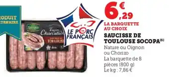 U Express Saucisse de toulouse socopa offre