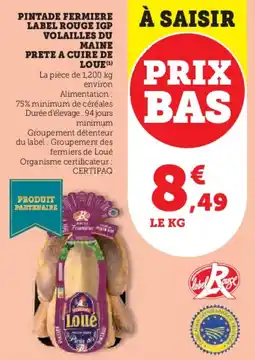 U Express Pintade fermiere label rouge igp volailles du maine prete a cuire de loue offre