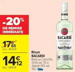 Carrefour Market Rhum bacardi offre