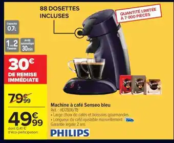 Carrefour Machine à café Senseo bleu offre