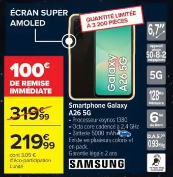 Carrefour SMARTPHONE GALAXY A26 5G offre
