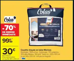 Carrefour COLAS Couette chaude en laine Merinos offre