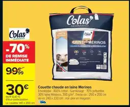 Carrefour Couette chaude en laine Merinos offre