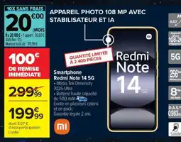 Carrefour Smartphone redmi note 14 5G offre